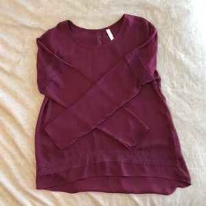 Purple blouse with lace detail
